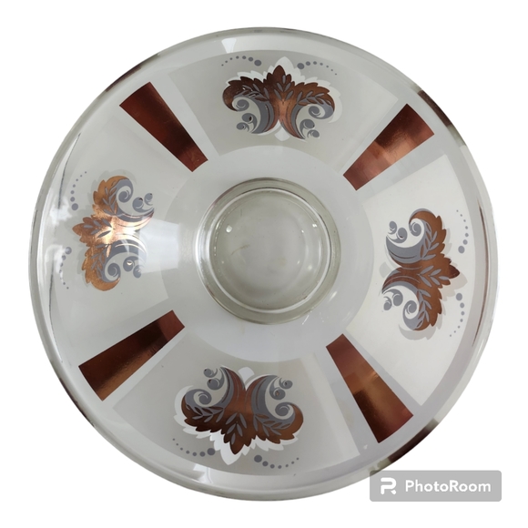 Vintage Anchor Hocking Festive Pattern 22k Gold/White Chip & Dip Set MCM - Picture 12 of 15